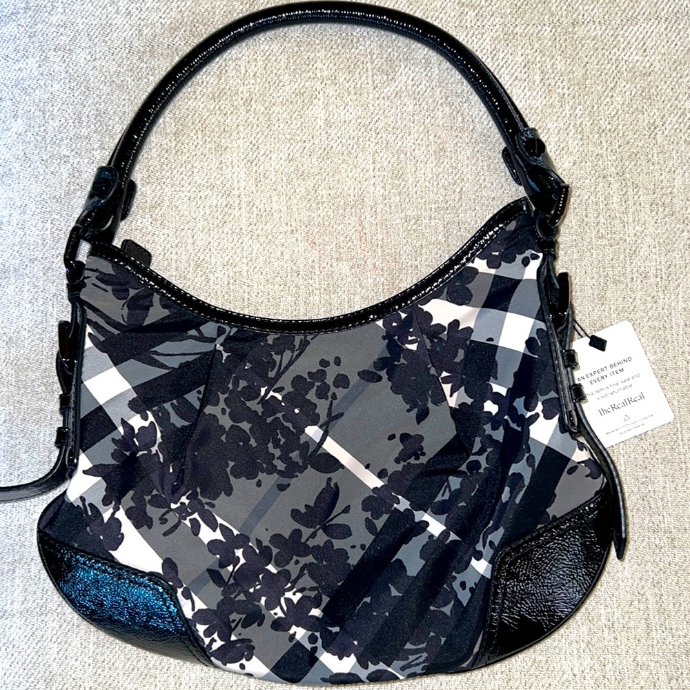 BURBERRY shoulder or hand bag w classic Burberry pattern & cherry blossoms 💐